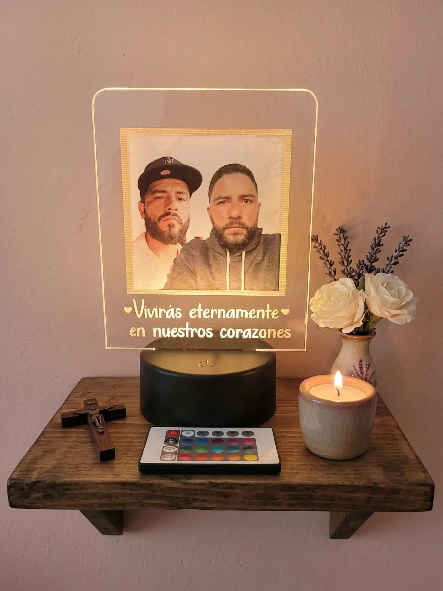 Lámpara 3D memorial personalizada con foto de ser querido - Dekoor
