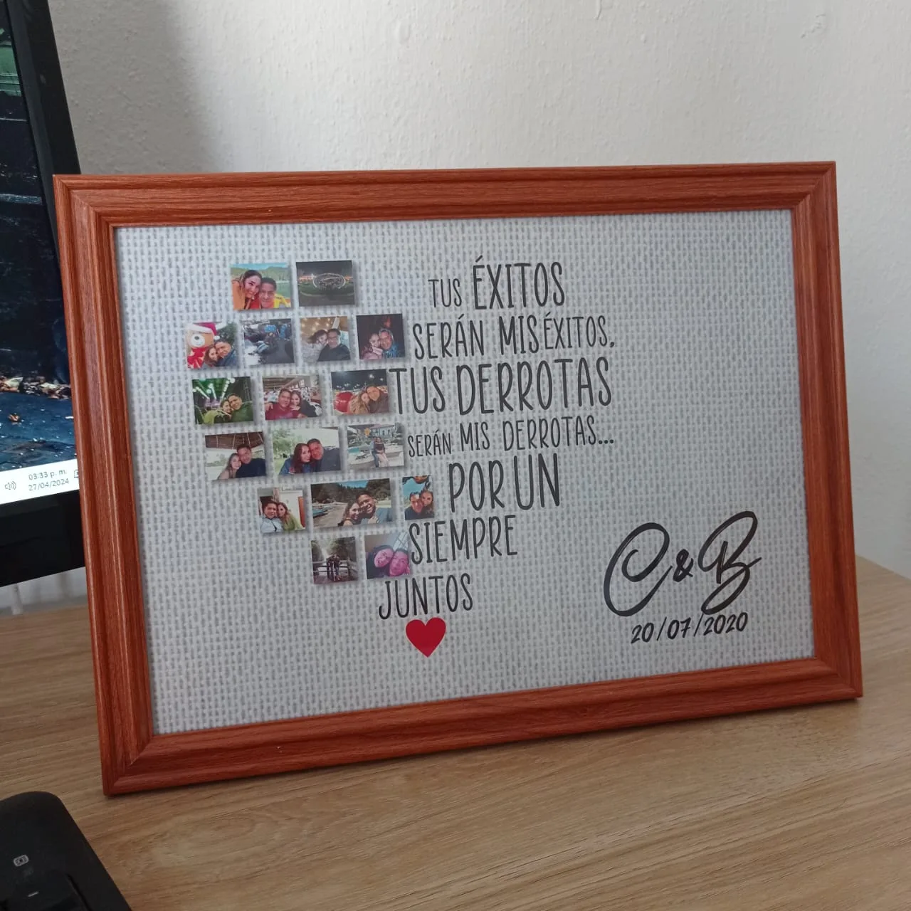 Cuadros personalizados con múltiples fotos grabadas con láser